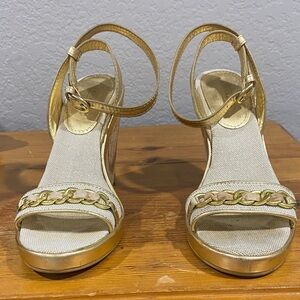 Coach Gold and Cream Heels